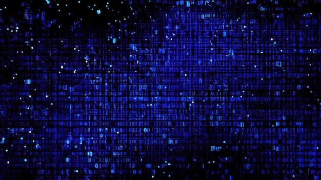 abstract cyberspace background with blue grid and flowing binary code transparent background