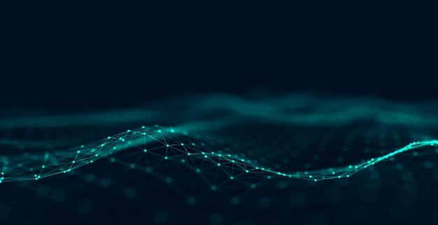 abstract digital background network connection structure big data futuristic abstract wave 3d rendering