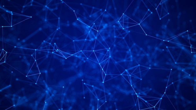 Abstract digital blue background Plexus effect Network connection structure 3D rendering