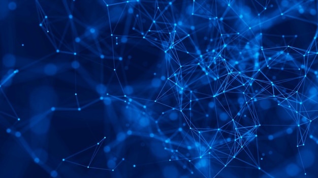 Abstract digital blue background Plexus effect Network connection structure 3D rendering