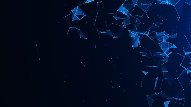 abstract digital blue background plexus effect network connection structure science background 3d rendering