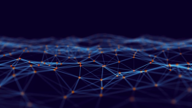 Abstract digital blue background Plexus effect Network connection structure Science background 3D rendering