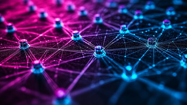 Abstract digital network illustration showcasing interconnected nodes and vibrant colors