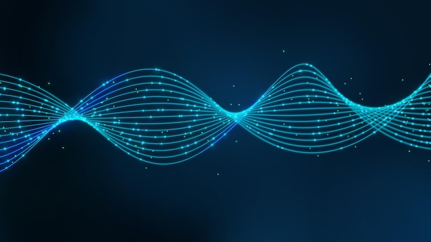 Abstract digital technology and big data conceptconnection cyan background