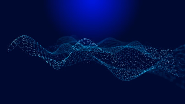 Abstract digital wave Digital network background 3D rendering