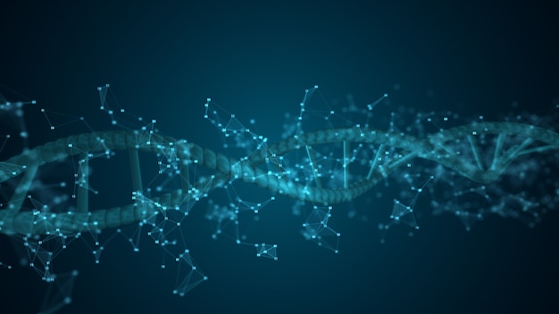 abstract digits dna scanning molecule for biology, biotechnology, chemistry, science, medicine, cosmetics, medical, background