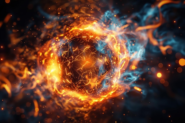 Abstract fire and smoke sphere