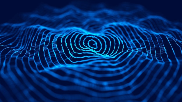 Abstract futuristic background Big data visualization Abstract background with a dynamic wave 3d rendering