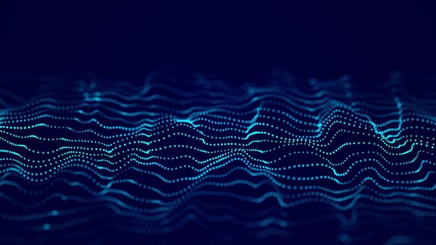 Abstract futuristic background Big data visualization Dynamic wave of particles 3D rendering