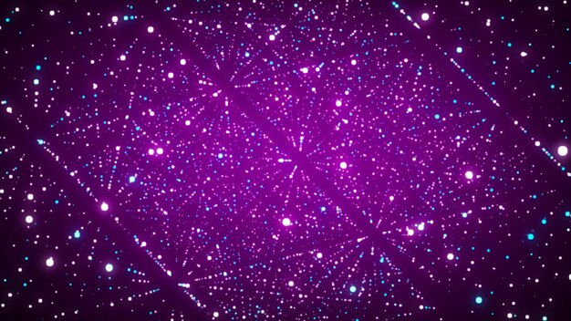 Abstract futuristic infinite flow of scientific data Network structure of an array of points Outer space background Big data visualization 3D rendering