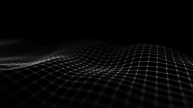 abstract futuristic wave with moving dots flow of particles vector cyber technology illustration