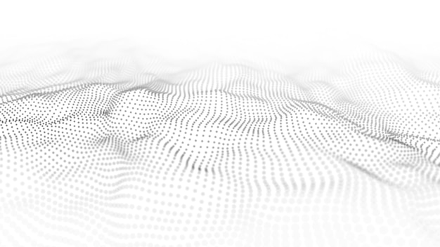 Abstract futuristic white background Big data visualization Digital dynamic wave 3D rendering
