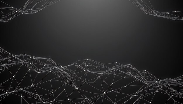 Abstract geometric pattern of white lines on a black background
