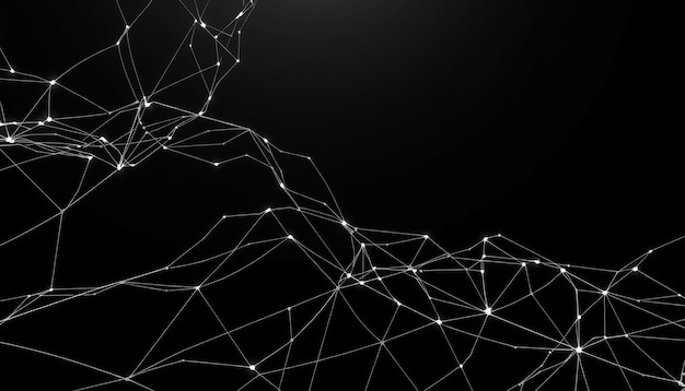 Abstract geometric pattern with white glowing dots on a black background