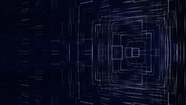 Abstract glow digital in dark abstraction of data communication computer generated background 3D render