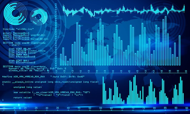 Abstract glowing programming background Software and coding concept 3D Rendering