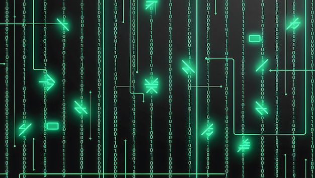 Abstract Green Binary Code Data Stream Visualization