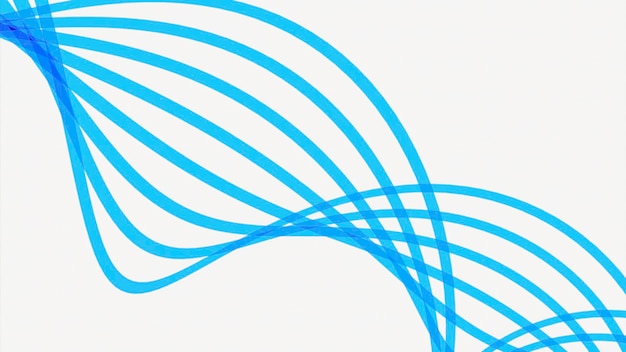 Abstract line of curved stripes moves in space design curved lines in moving stream on white