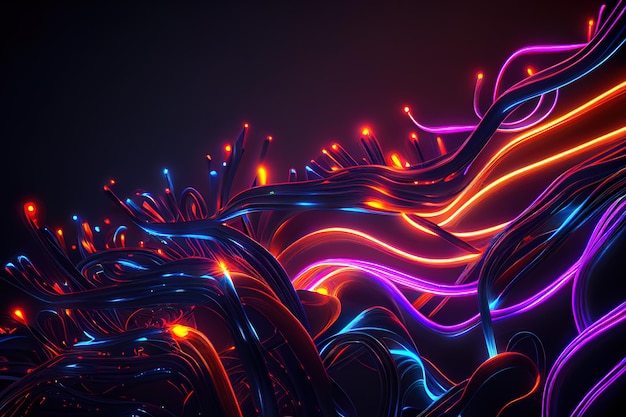 abstract neon background 3d lines generative ai