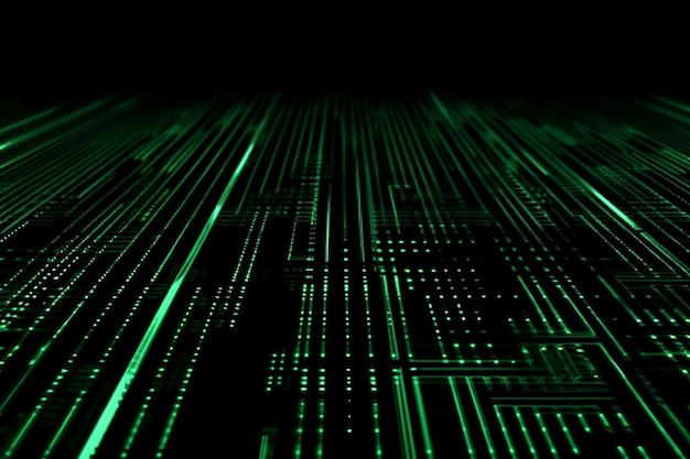 Abstract neon green laser beams over a dark background ultraviolet spectrum Generative AI