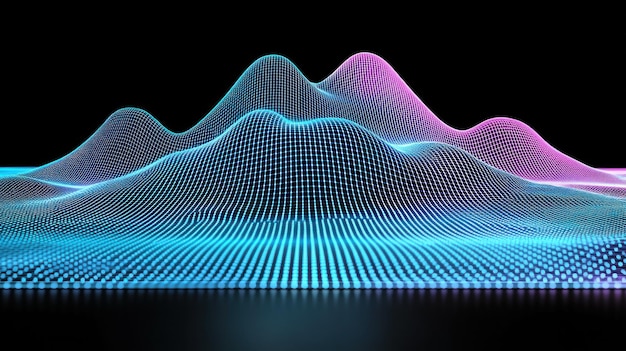 Abstract Neon Landscape Digital Waves of Light and Color