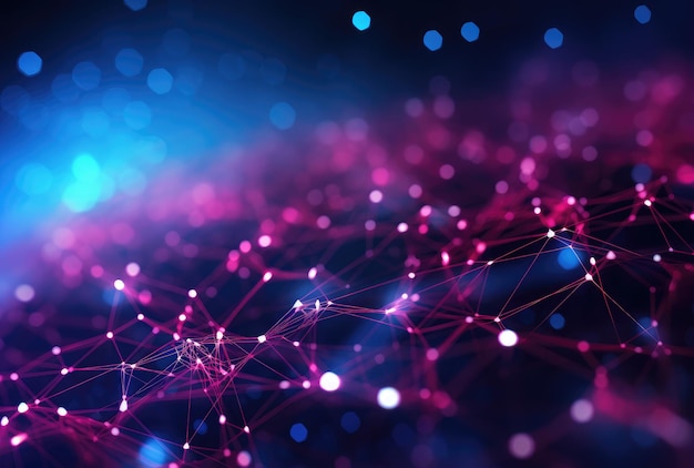 Abstract Network Connections With Blue and Pink Hues