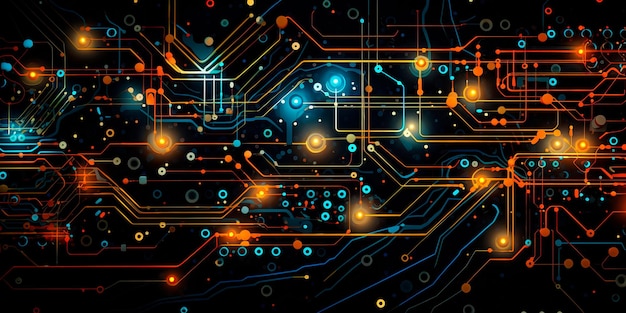 abstract pattern inspired by futuristic circuitry using lines and nodes to create a techinspired visualGenerative AI