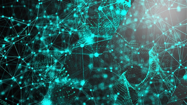 Abstract polygonal space with low polygons Background with connecting dots and lines Connection structure 3d render