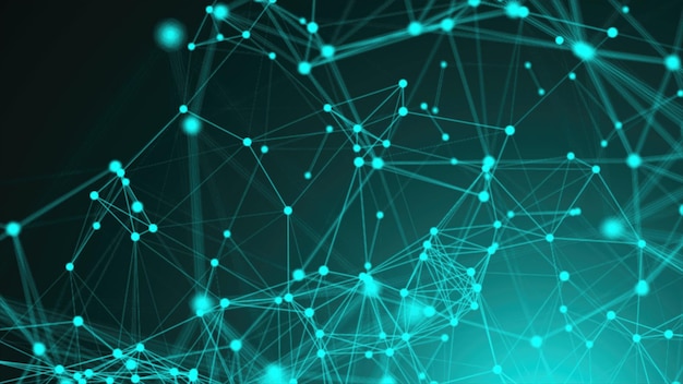Abstract polygonal space with low polygons Background with connecting dots and lines Connection structure 3d render