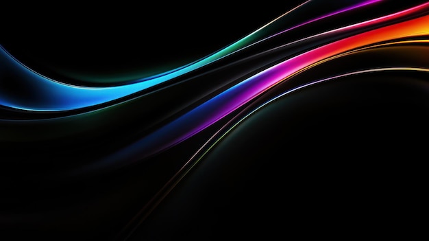 abstract rainbow waves on black background
