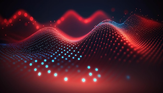 Abstract Red Geometrical Background Connection structure Science background Futuristic Technology HUD Element connecting dots and lines digital background with particles