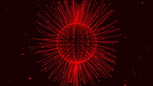 Abstract red plexus technology science on rotating sphere concept Sphere Digital technology plexus structure Big Data Plexus effec