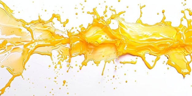 Abstract Splash of Yellow Liquid on White Background