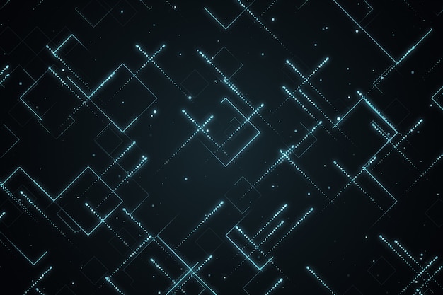 Abstract technologic background with stripes and particles 3d illustration