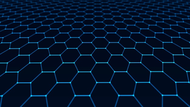 Abstract technology background Artificial intelligence Futuristic hexagon perspective background Big data visualization 3D rendering