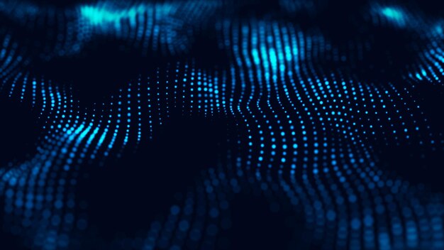 Abstract technology flow background Futuristic dots background with a dynamic wave 3d rendering