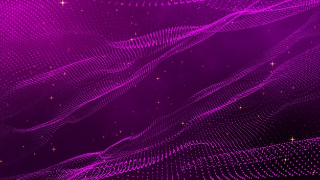 abstract technology purple particles flow and digital purple dots wave background technology