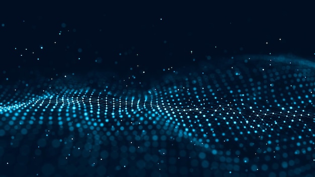 Abstract technology wave of particles Big data visualization Background with motion dots and lines Artificial intelligence
