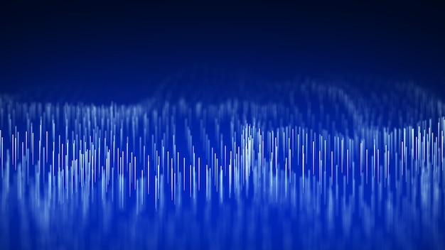 Abstract technology wave of particles Big data visualization Dark background with motion lines Artificial intelligence 3d rendering