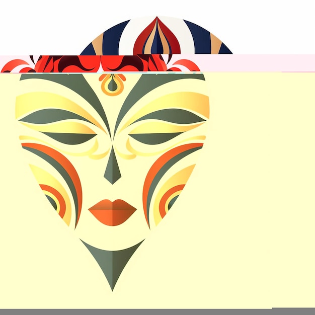 Abstract Tribal Mask Feminine Sticker Art Inspired By Traditional Arts