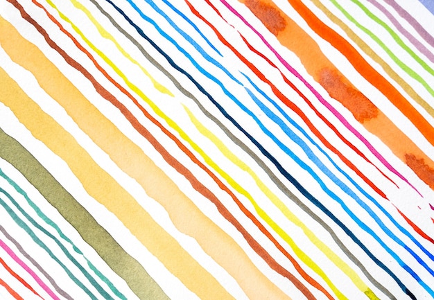 Abstract watercolor lines pattern background Colorful watercolor painted brush strokes on white