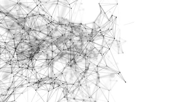 abstract white background with moving lines and dots network connection worldwide internet connection illustration of big data 3d rendering