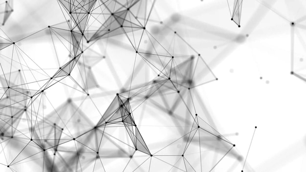Abstract white background with moving lines and dots The concept of big data technology and science Connecting to the World Wide Web Animation in 4K format