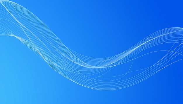 Abstract white lines waving on a blue background