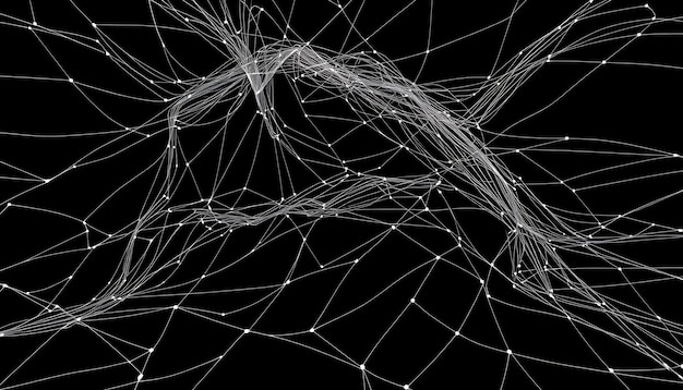 Abstract white web network with black background