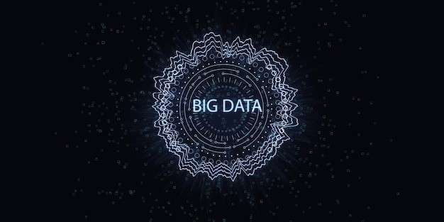 abstract wide round big data hologram on dark background code and digital science concept 3d rendering