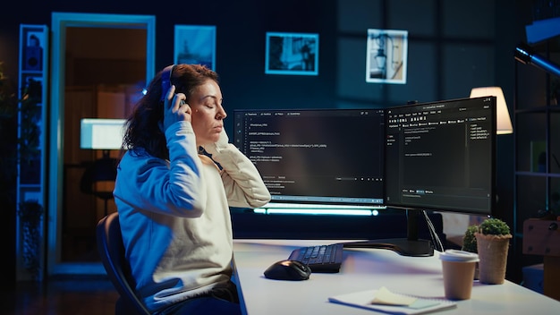 admin listening music and writing lines of code filtering malicious traffic