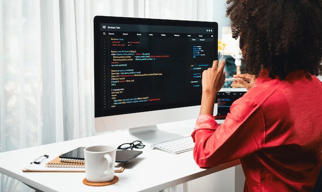 African Americans developer Coding Software project on screen Tastemaker