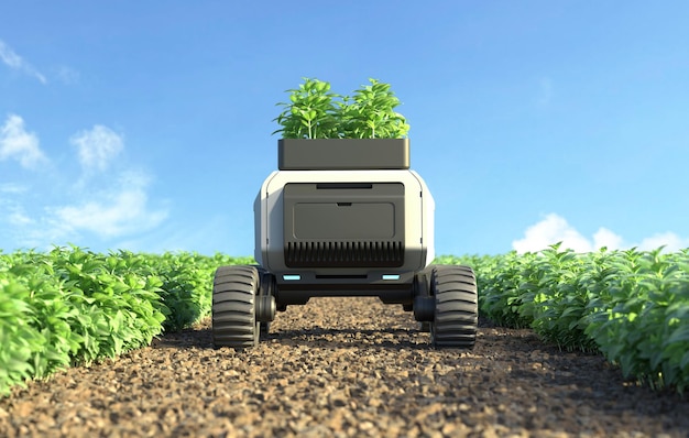 agricultural robots work in smart farms smart agriculture farming concept