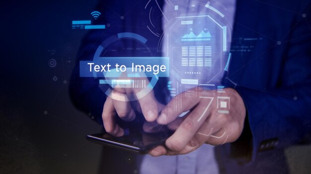 AI Artificial Intelligence Technology concept Businessman holding a glowing lightbulb with AI